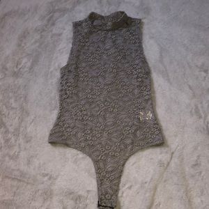 🌞 4 for $15 Grey Floral See Through Bodysuit